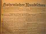 Berichte über Luftangriffe, Hohenloher Rundschau, 22. Dez. 1943